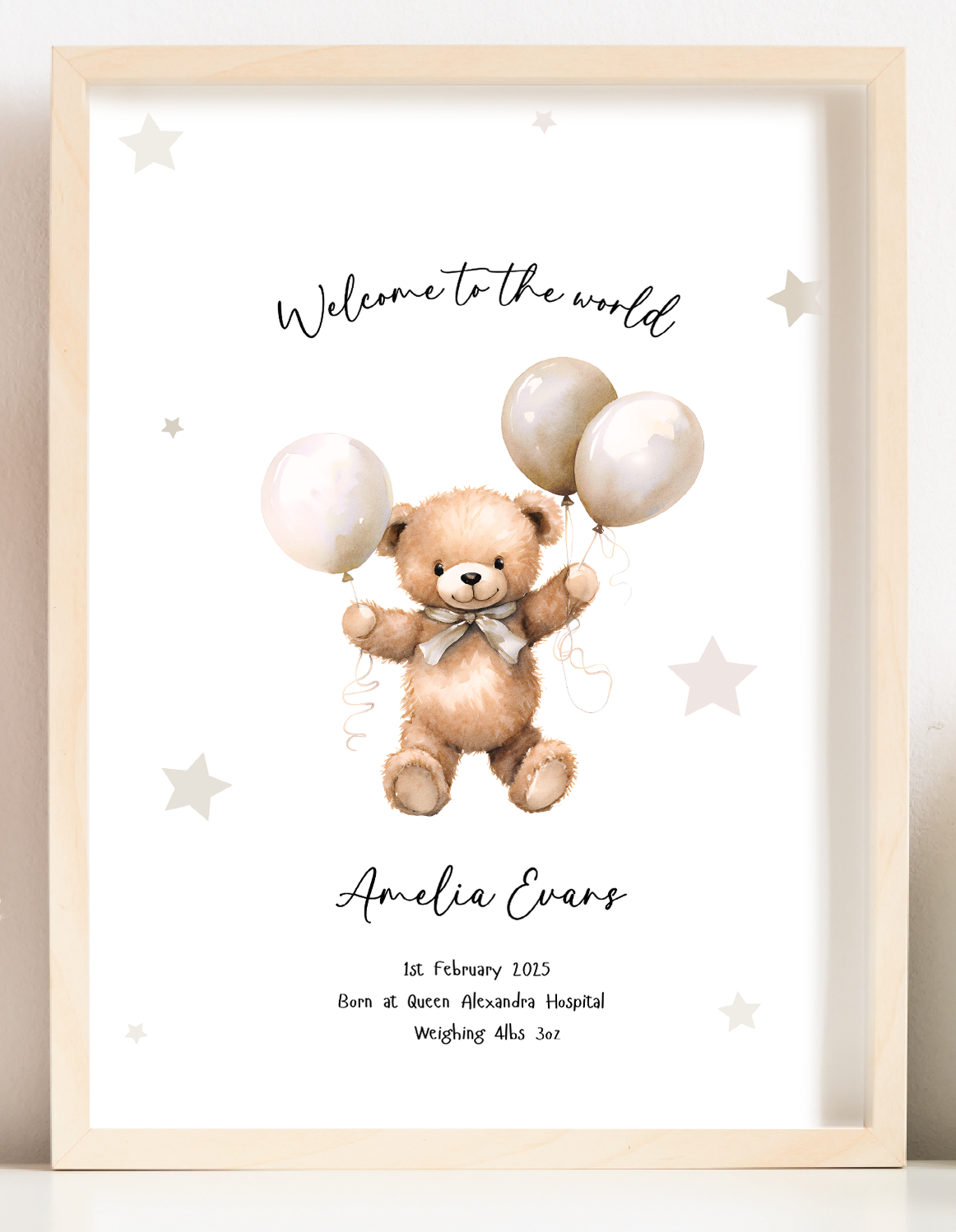 Welcome to the World baby print - Beige