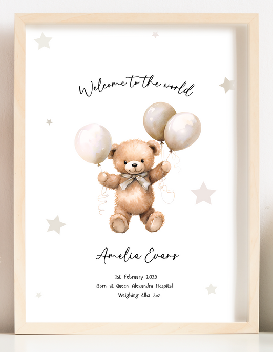 Welcome to the World baby print - Beige