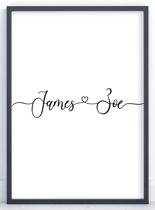 Name print with heart