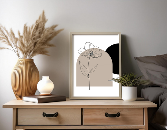 Black and taupe abstract print
