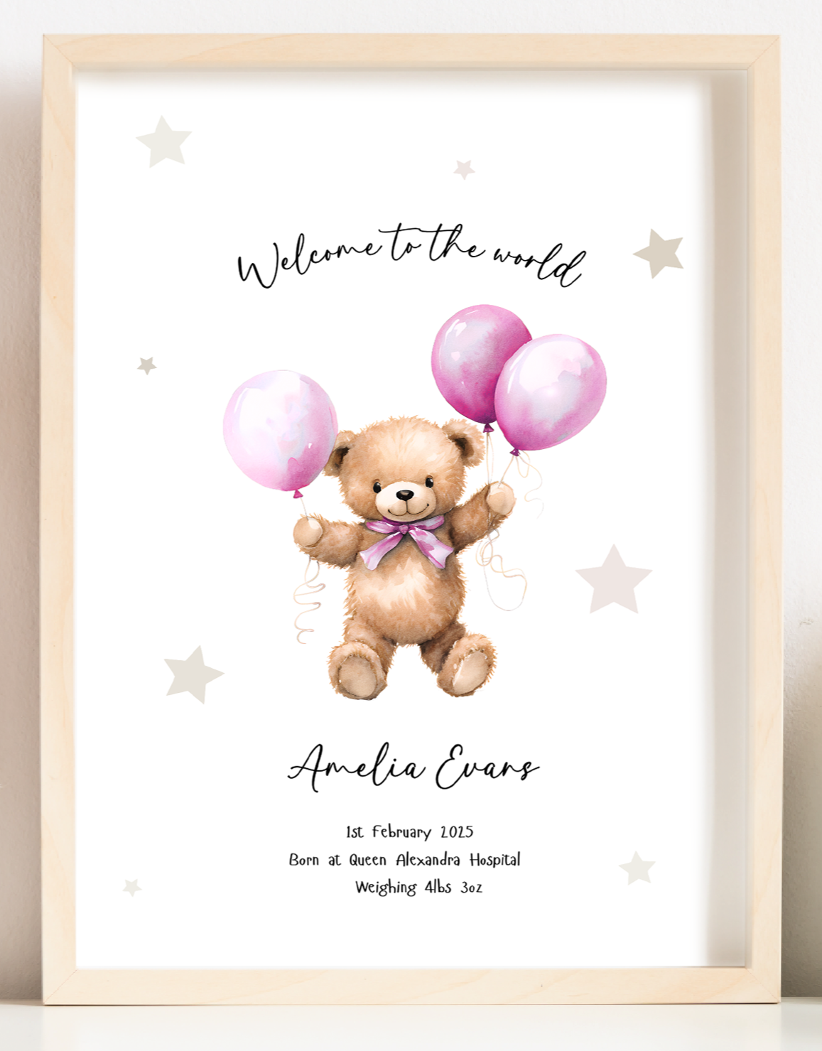 Welcome to the World baby print - Pink