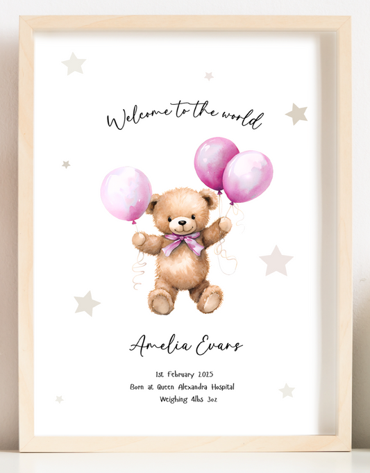 Welcome to the World baby print - Pink